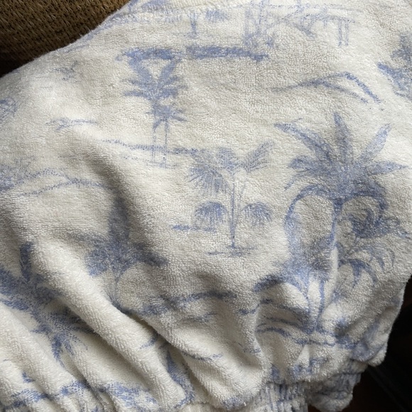 Zara | White & Blue Palm Tree Print Terry Cloth Dress | 7 - Picture 9 of 9